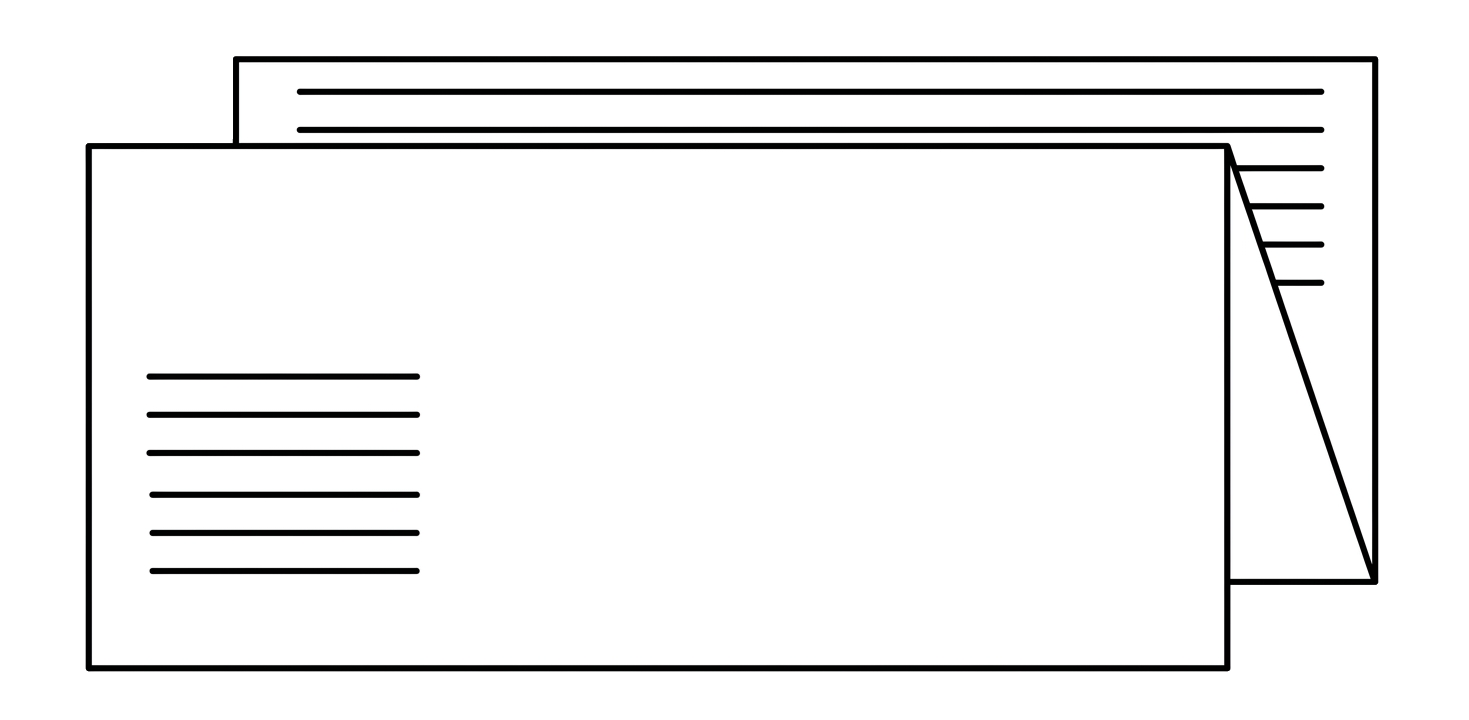 Eine Skizze von einem Papier, welches im Zickzackfalz gefalten wurde