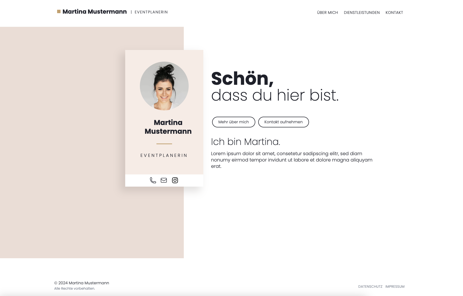 Screenshot von der Vorlage 2 webgaudi.at/demo2