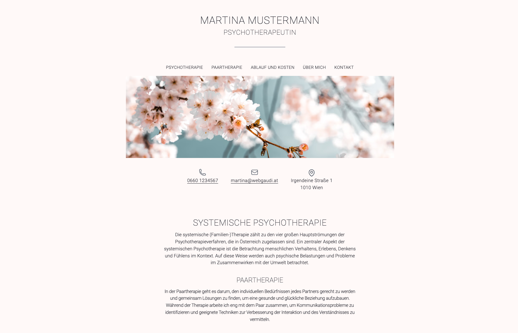 Screenshot von der Vorlage 4 webgaudi.at/demo4