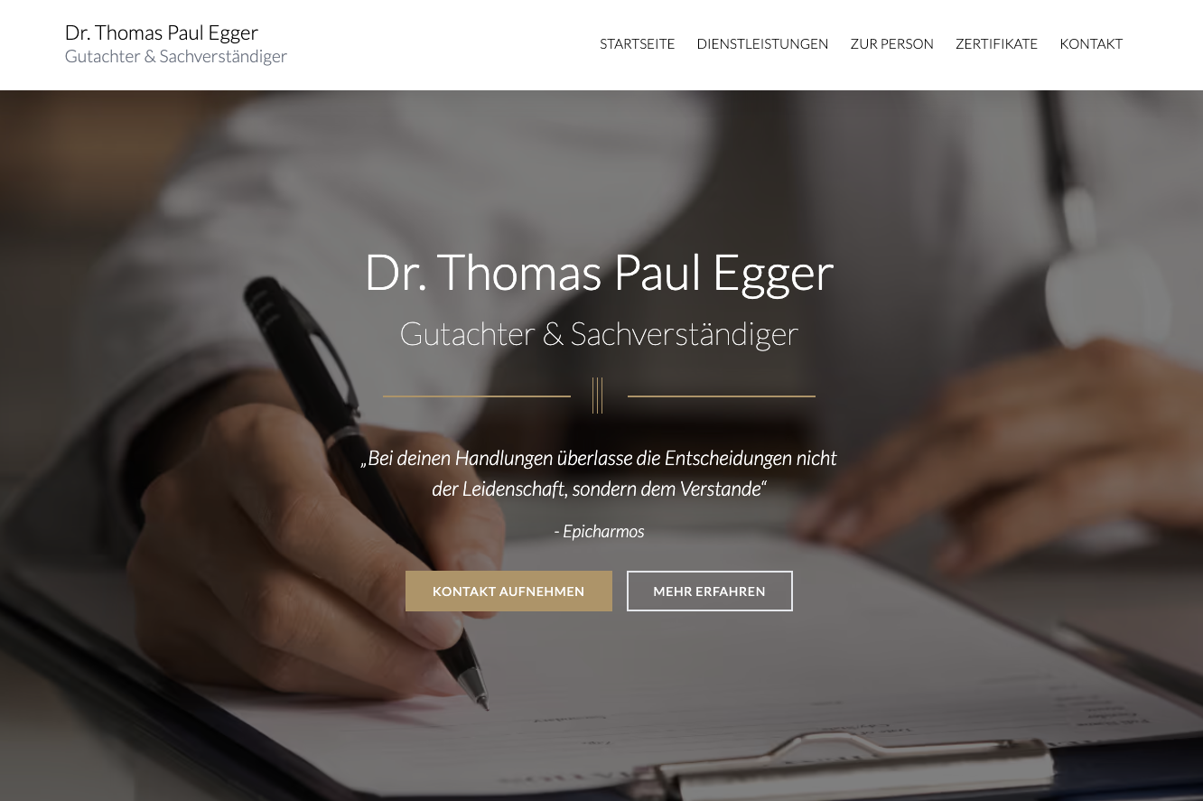 Ein Screenshot der Landing Page der Website www.egger-internist.at
