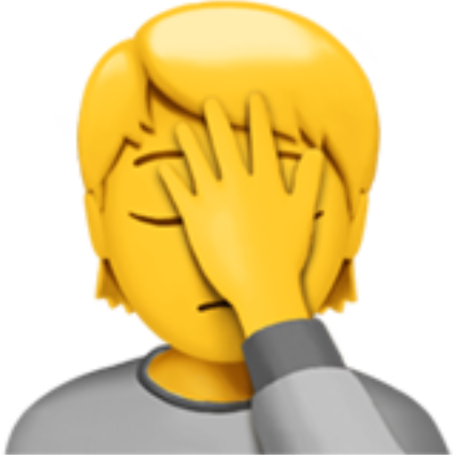 Ein Facepalm-Emoji als Symbol für kaputte Darstellung beim Zoomen