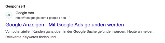 Screenshot Ergebnis in Google Suche - Webseite erstellen - Gesponsert