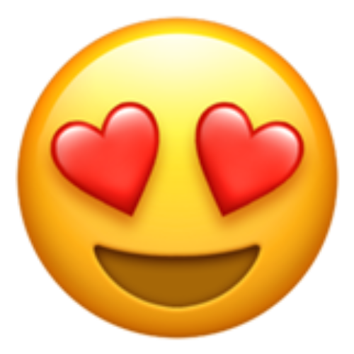 Ein Emoji Gesicht mit Herzen als Augen