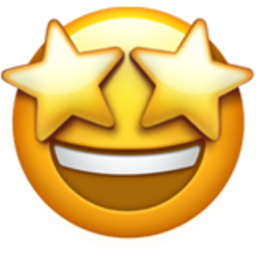 Ein Emoji Gesicht mit Sternen als Augen