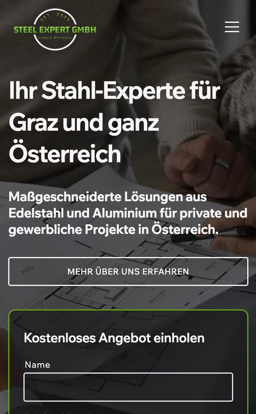 Website von Steel Expert in Graz
