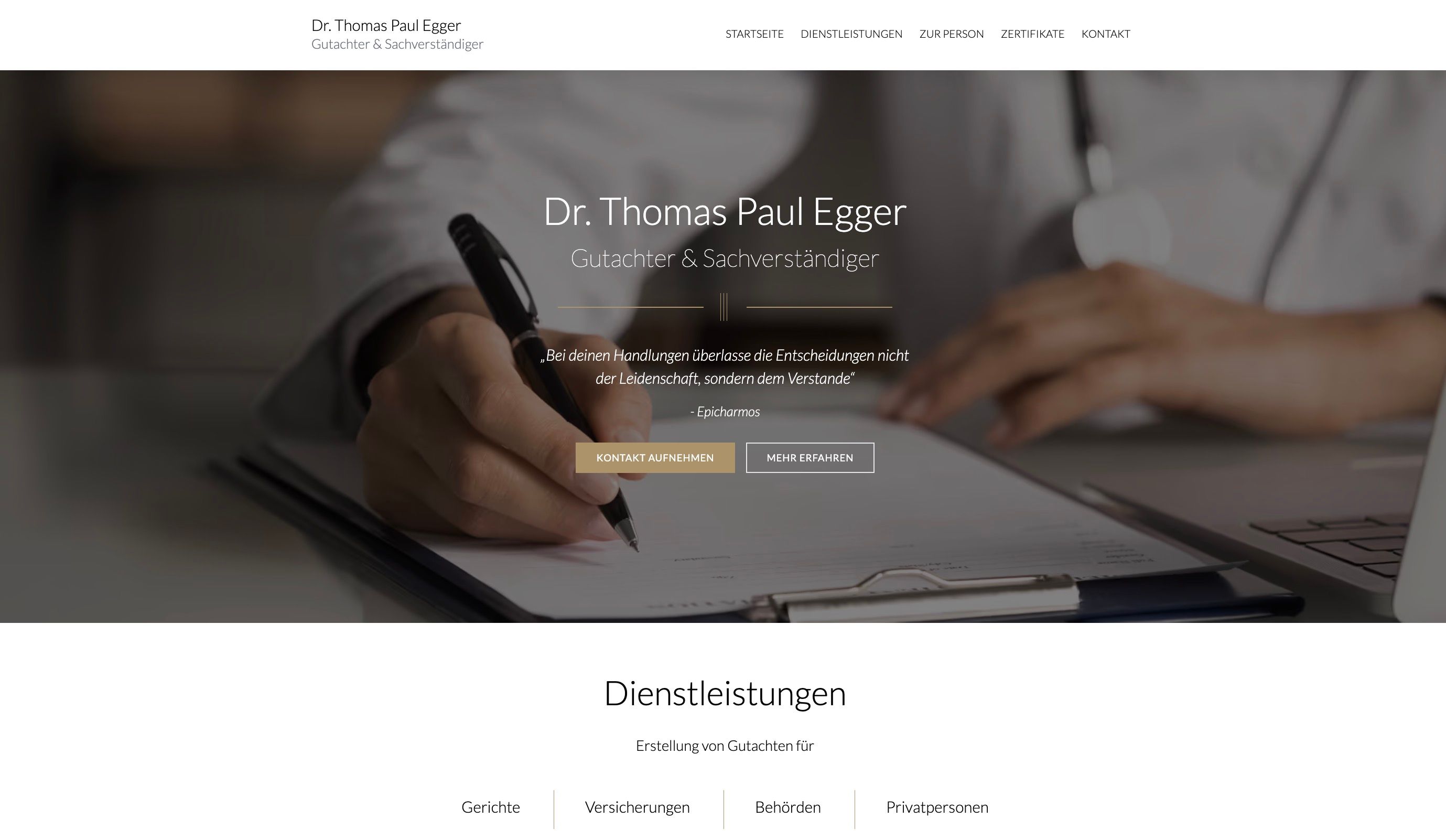 Screenshot von der Homepage www.egger-internist.at