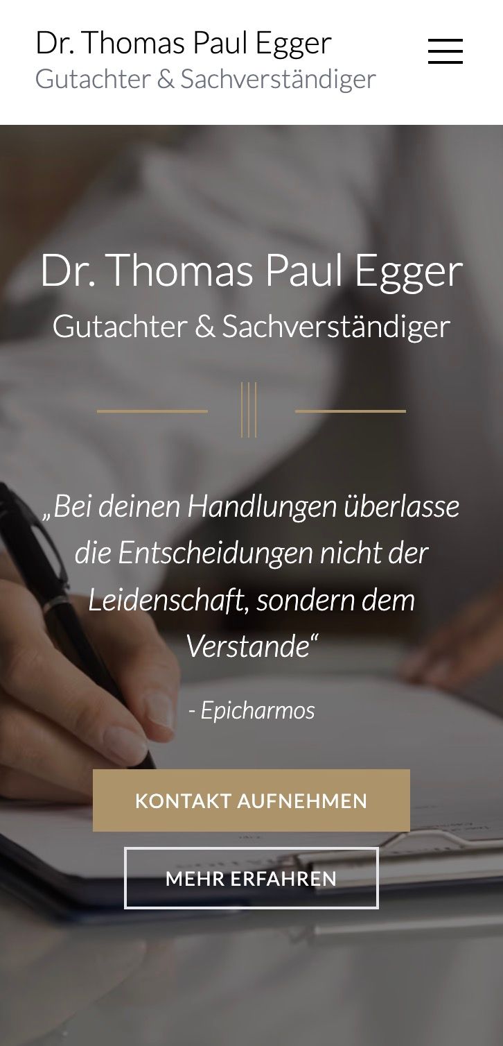 Screenshot von der Homepage www.egger-internist.at