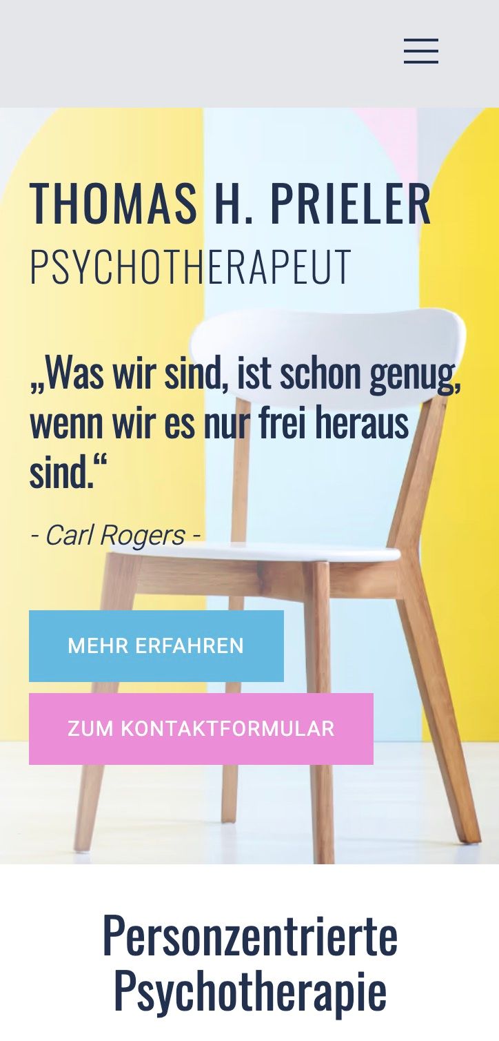 Screenshot von der Website www.thp-psychotherapie.at