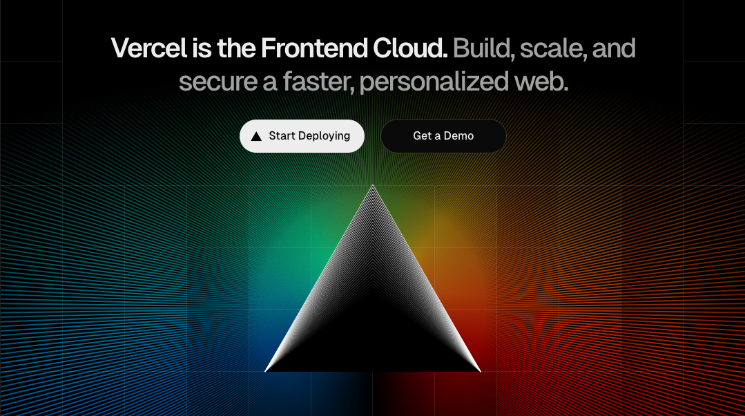 Ein Screenshot der Startseite www.vercel.com