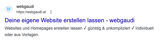 Screenshot Google Treffervorschau webgaudi.at